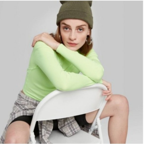 Wild Fable Tops - Women's M or XL Thermal Lime Green Crop Top NEW